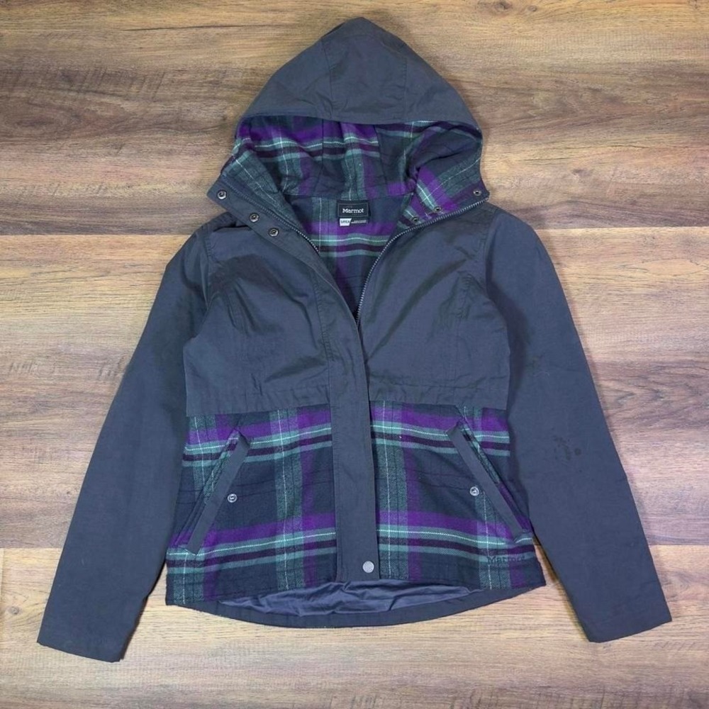 Marmot‎ Plaid Lined Hooded Jacket Women's Small